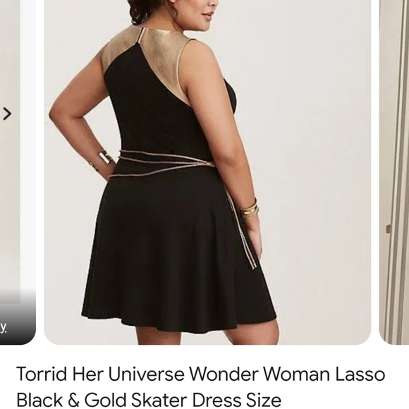 Torrid Amazonian Wonder Woman Cosplay Dress Black and Gold 20 euc - Picture 8 of 8